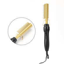 Load image into Gallery viewer, Hair and beard Straightener Flat Irons 2 in 1 Straightening Brush Hot Heating Comb Hair/ beard Straight Corrugation Curling Iron Hair Curler Comb