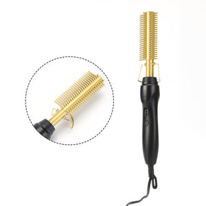 Hair and beard Straightener Flat Irons 2 in 1 Straightening Brush Hot Heating Comb Hair/ beard Straight Corrugation Curling Iron Hair Curler Comb