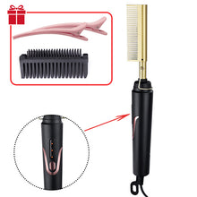 Load image into Gallery viewer, Hair and beard Straightener Flat Irons 2 in 1 Straightening Brush Hot Heating Comb Hair/ beard Straight Corrugation Curling Iron Hair Curler Comb